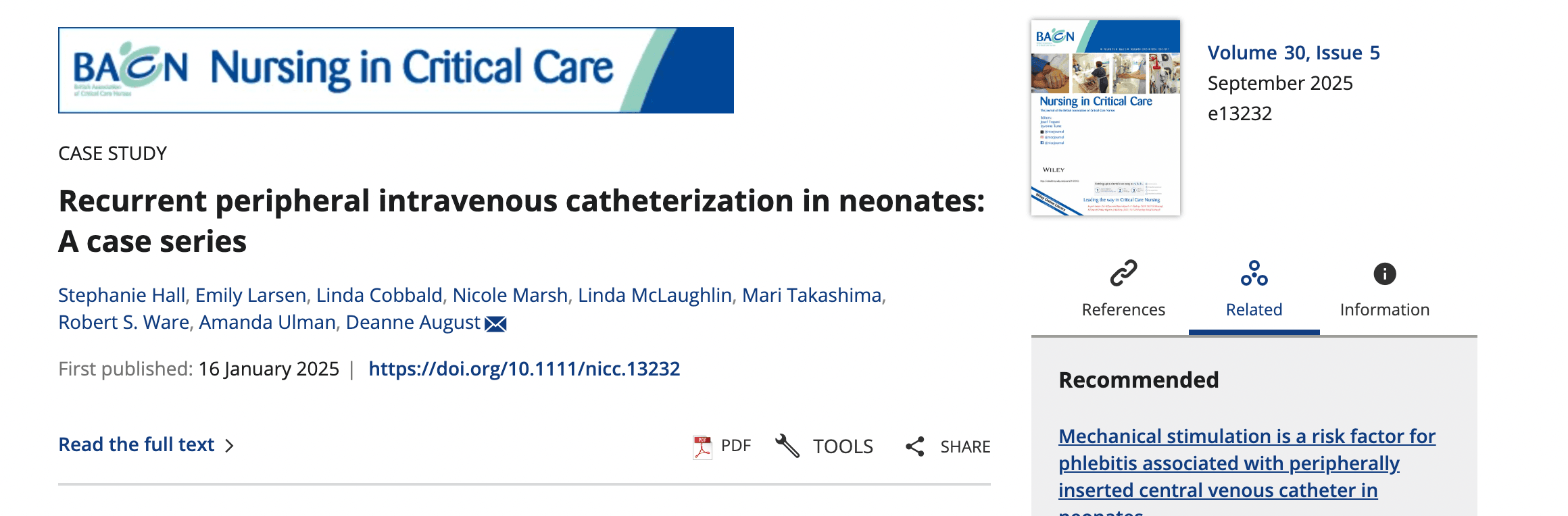 Recurrent PIVC Use in Neonates: A Case for Better Device Selection Recurrent PIVC Use in Neonates: A Case for Better Device Selection